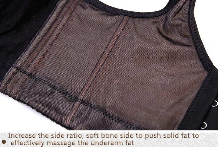 Schwarzer Taillenformer, weiches Material, seitliche Knochenstütze, Unterarmmassagefunktion.