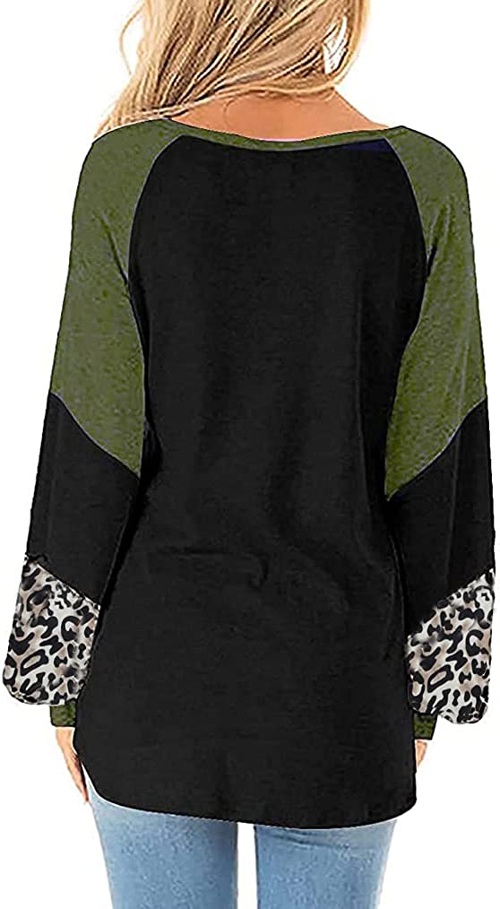 Damenpullover mit Leopardenmuster, schwarz-grün, Langarm, lässig, Baumwolle, Rückansicht