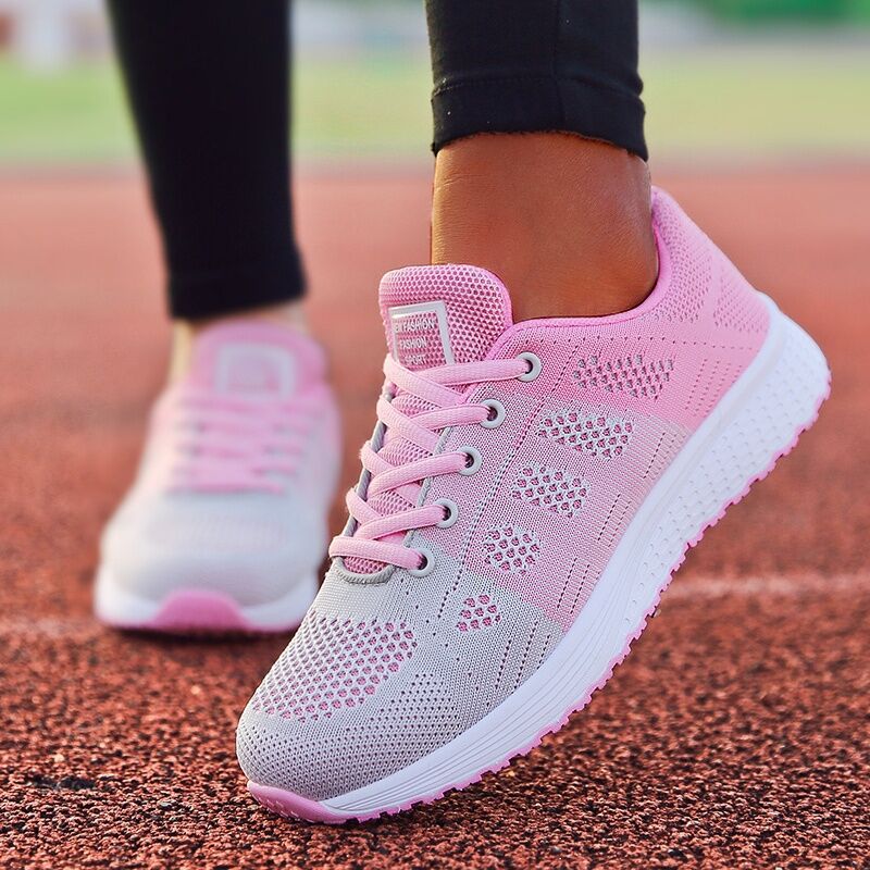 Damen-Laufschuhe rosa-weiß, atmungsaktiv, leicht, Sportschuhe für Damen, Fitness, Training.