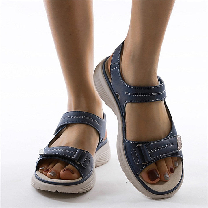 Damen Sandalen blau, Klettverschluss, bequem, rutschfest, Sommermode, Freizeit, Outdoor.