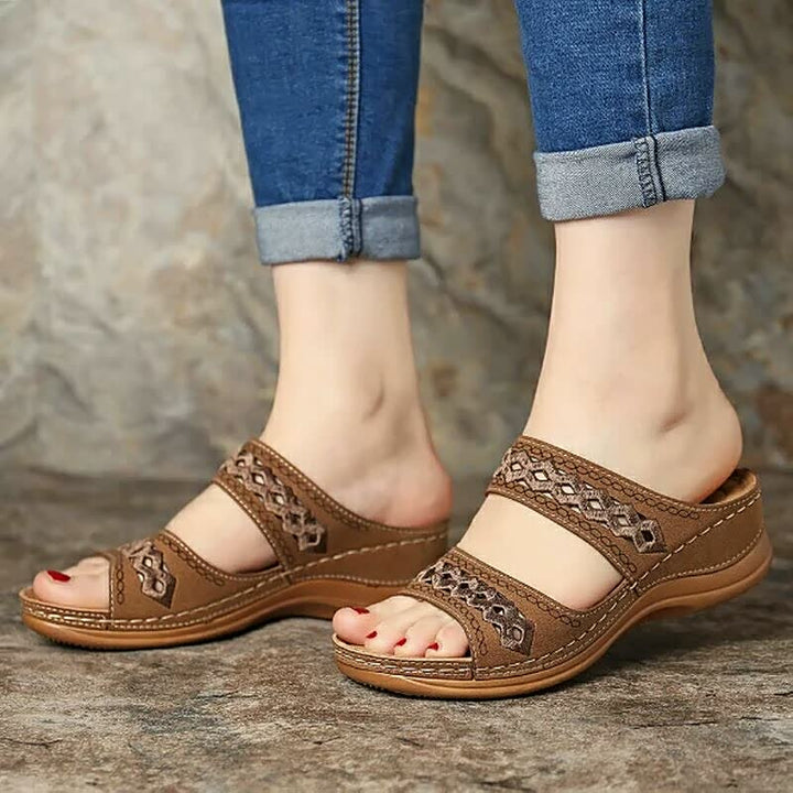 Braune Damen-Sandalen aus Leder, bequem, modisch, ideal für Sommer, Freizeit, Größe 38.