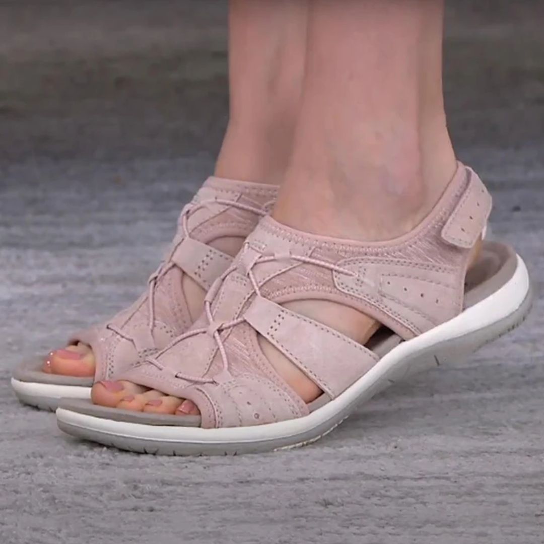 Damen Sandalen, rosa, Leder, bequem, Klettverschluss, Sommermode, Freizeit, rutschfeste Sohle