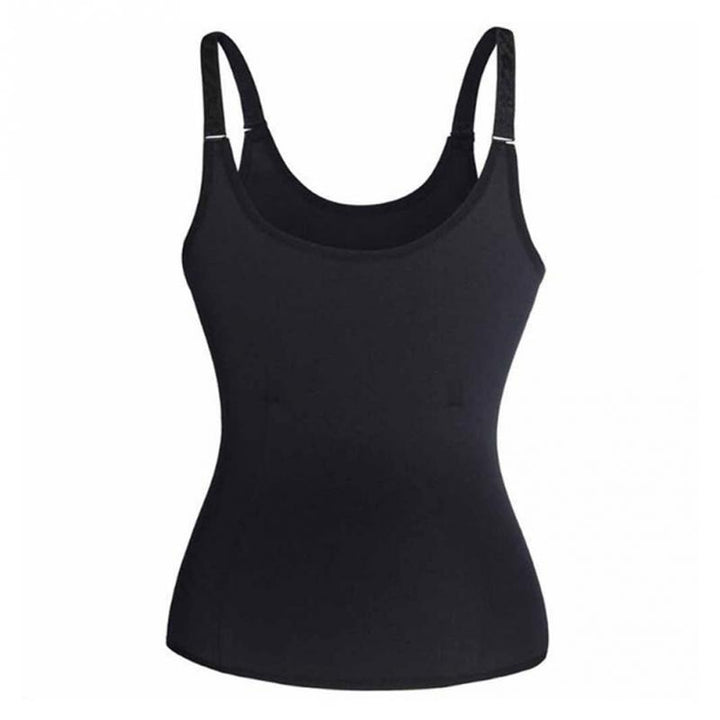 Schwarzes Damen-Tanktop, ärmellos, Baumwolle, figurbetont, ideal für Freizeit und Sport.