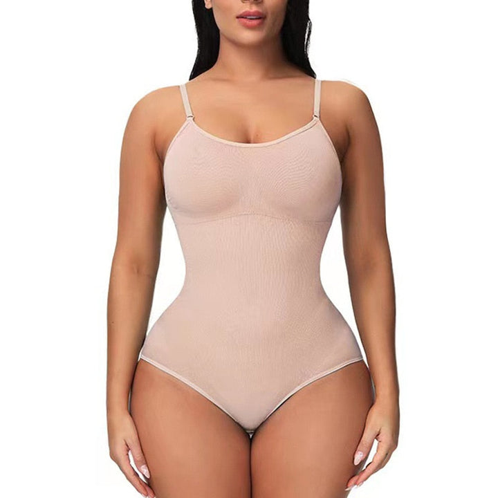 Damen Shapewear Body, hautfarben, nahtlos, verstellbare Träger, figurformend, Unterwäsche.