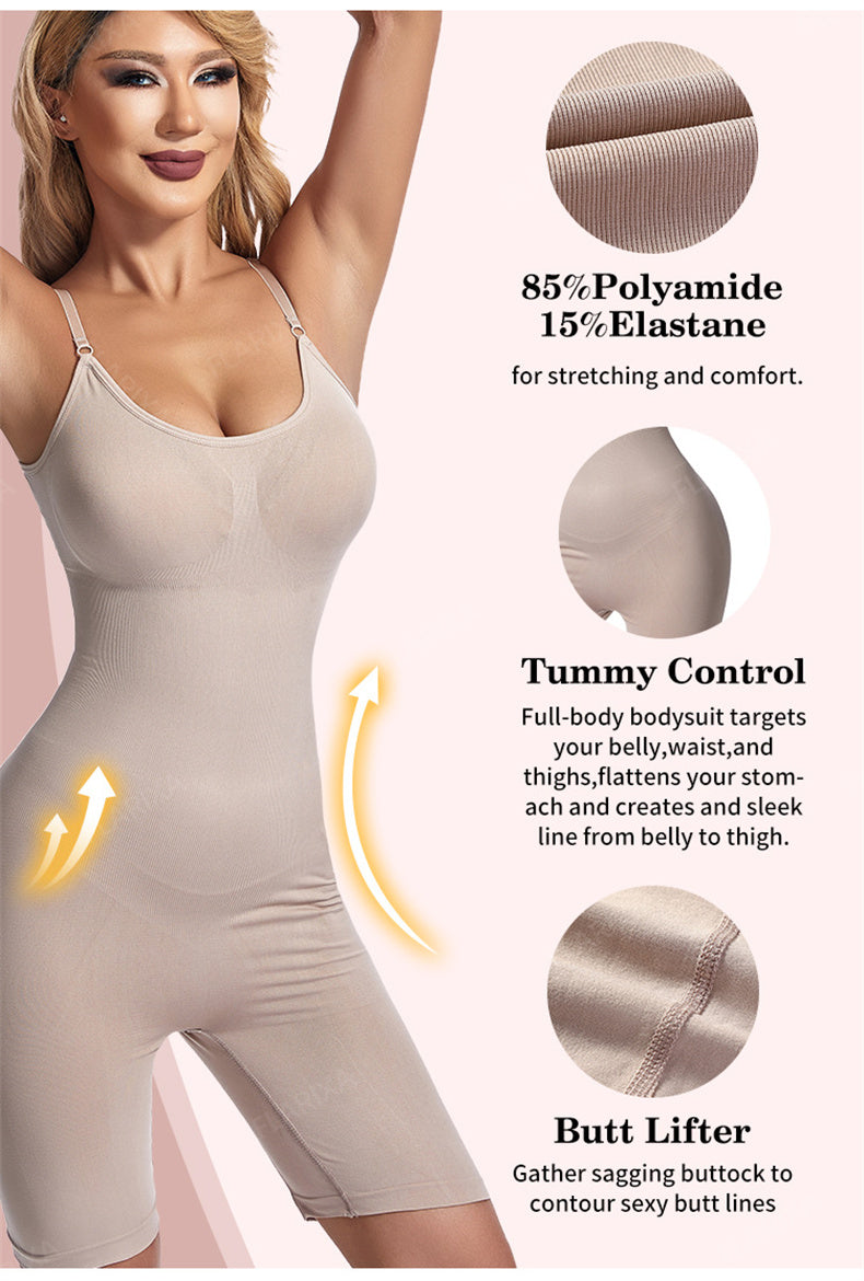 Damen Shapewear Bodysuit, beige, Polyamid-Elasthan, Bauchkontrolle, Po-Lifting, figurformend.