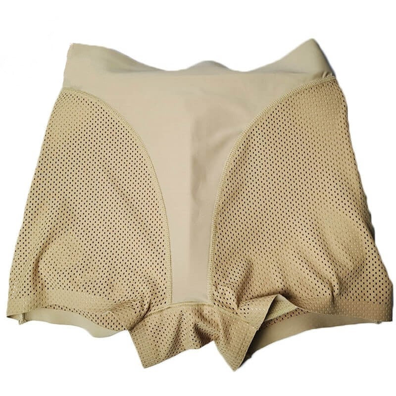Beige nahtlose Shapewear-Shorts aus Mesh für Damen, figurformend, atmungsaktiv.