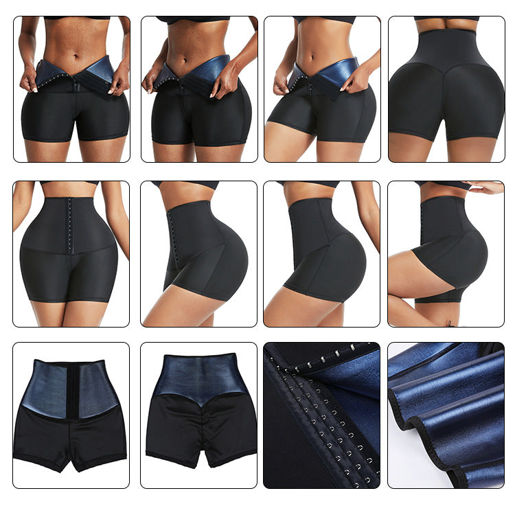 Schwarze Taillenformer-Shorts für Damen, hoher Bund, Shapewear, nahtlos, figurformend.