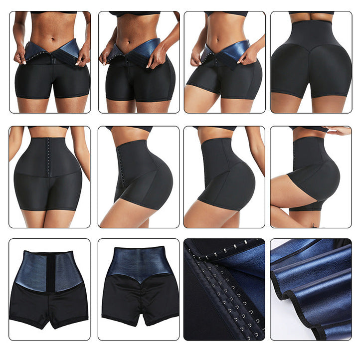 Schwarze Taillenformer-Shorts für Damen, hoher Bund, Shapewear, nahtlos, figurformend.