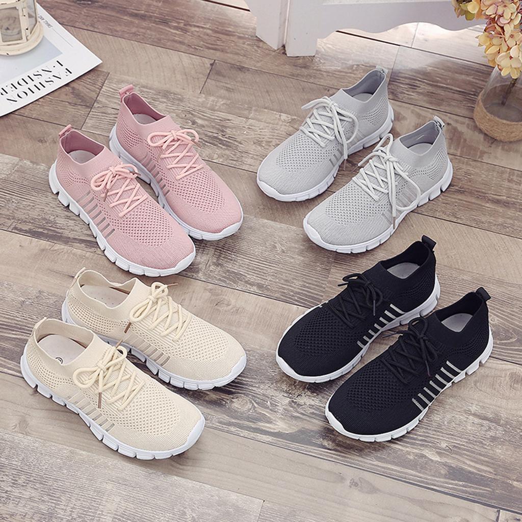 Atmungsaktive Turnschuhe, rutschfeste Sohle, Damen, rosa, grau, beige, schwarz, modisch.