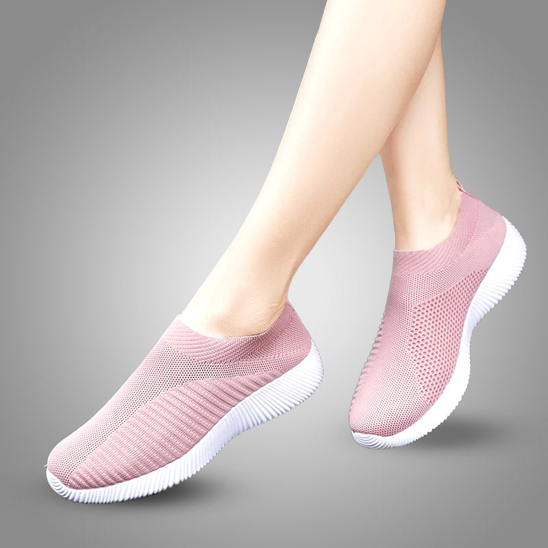 Rosa Damen-Sneaker aus Mesh, rutschfest, atmungsaktiv, mit weißer Sohle.