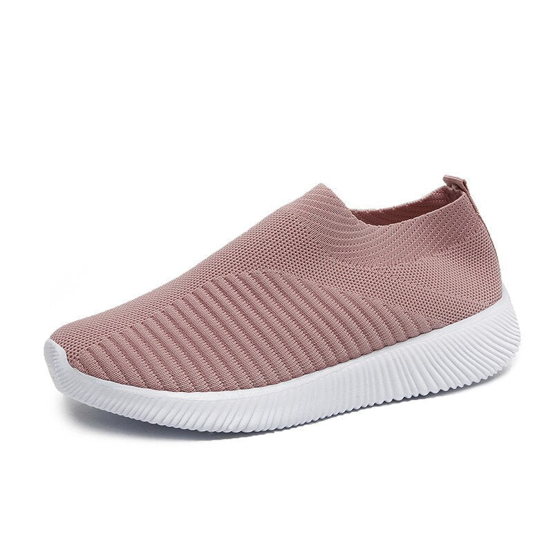 Rosa Damen-Sneaker aus Strickstoff, rutschfeste Sohle, bequem, modisch, atmungsaktiv.