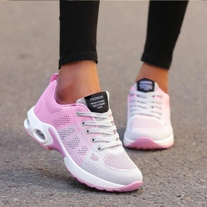 Damen Sneaker rosa-weiß, atmungsaktiv, modisch, Straßenlauf, Sportschuhe, bequem.