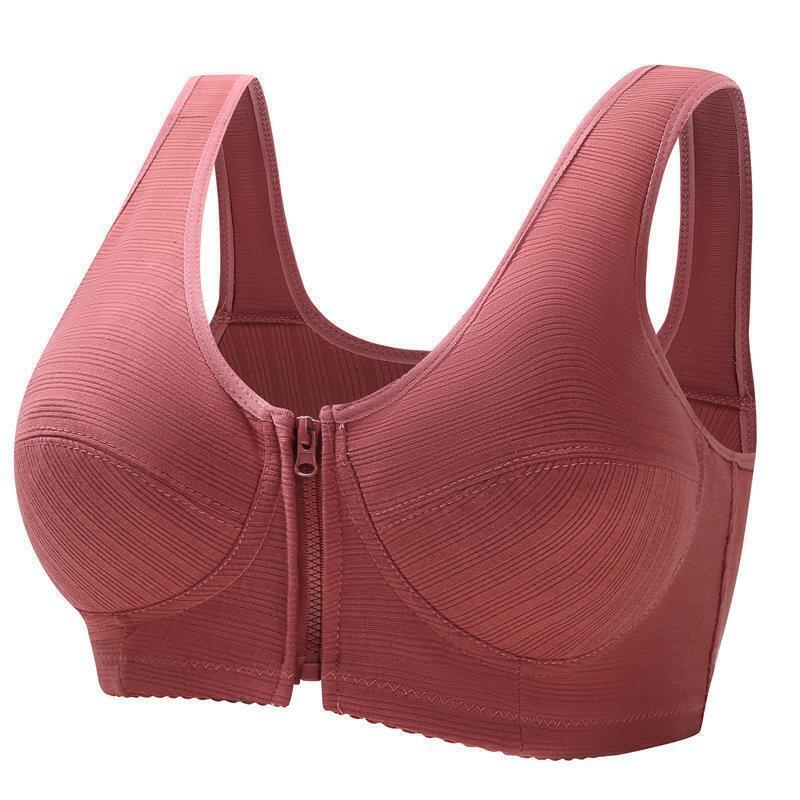 Rosa Sport-BH mit Reißverschluss vorne, nahtlos, stützender Komfort, Damenunterwäsche.
