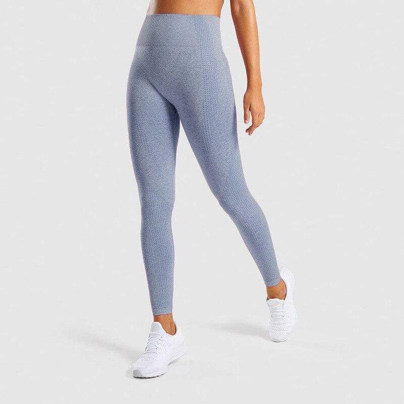 Damen Shaping-Leggings, grau, nahtlos, hohe Taille, Sportbekleidung, Fitness, elastisch.