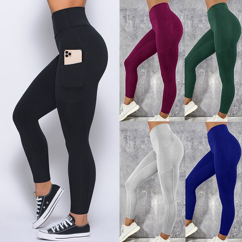 Damen-Leggings mit Tasche, verschiedene Farben, Sportbekleidung, elastisch, bequem