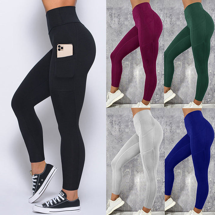 Damen-Leggings mit Tasche, verschiedene Farben, Sportbekleidung, elastisch, bequem