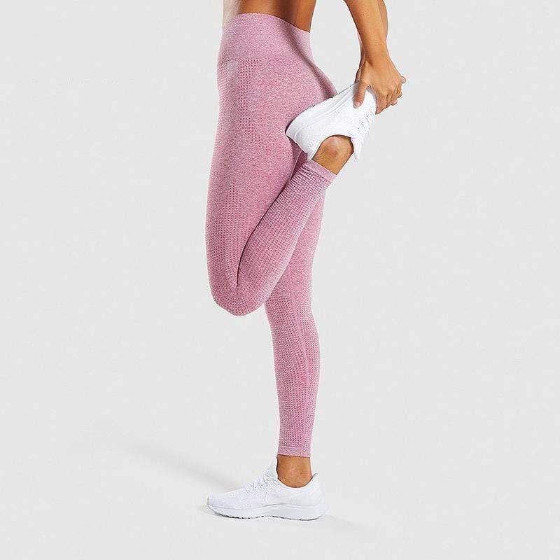 Damen rosa Leggings, nahtlos, figurformend, Sportbekleidung, elastisch, bequem.
