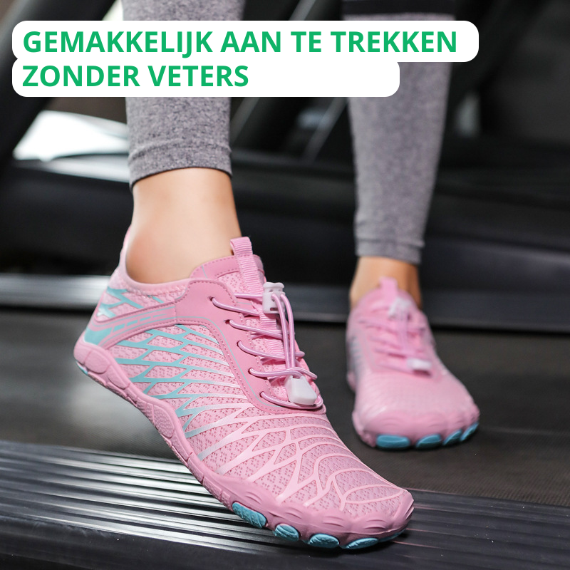 Rosa Damen-Barfußschuhe ohne Schnürsenkel, atmungsaktiv, ideal für Fitness und Freizeit.