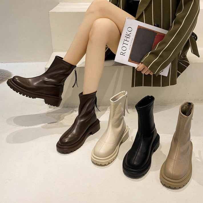 Damen Stiefeletten, Leder, braun, beige, schwarz, modisch, Herbst, Winter, robust, trendy.