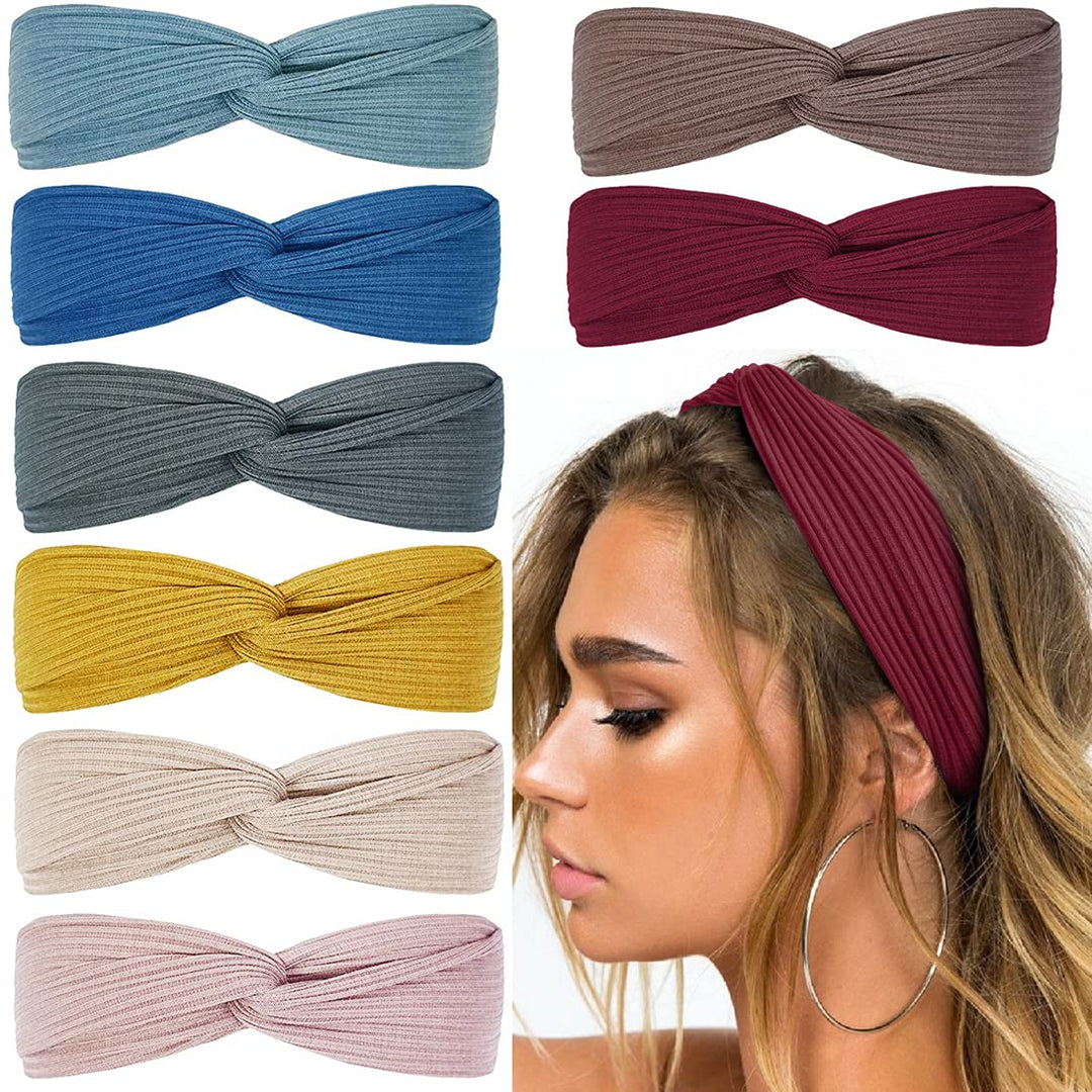 Damen Stirnband Set, 8 Farben, elastisch, geknotet, Haarband, modisch, vielseitig, Baumwolle.