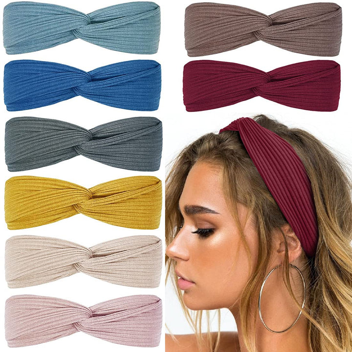 Damen Stirnband Set, 8 Farben, elastisch, geknotet, Haarband, modisch, vielseitig, Baumwolle.
