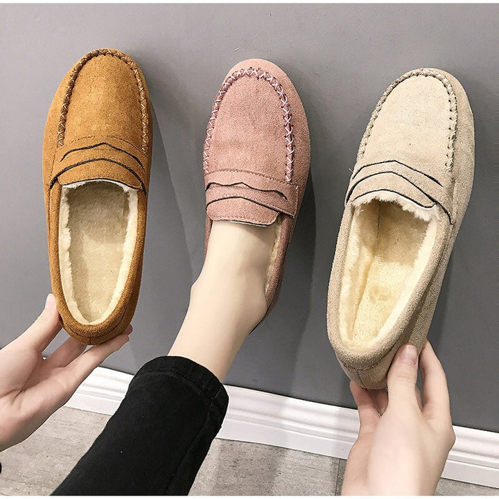 Damen Hausschuhe aus Wildleder, beige, rosa, braun, gefüttert, gemütlich, rutschfest.