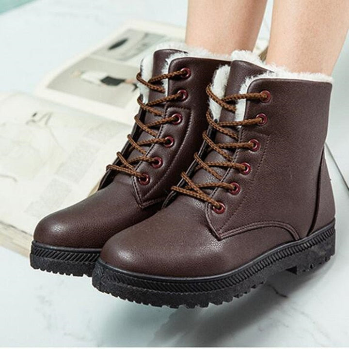 Damen Winterstiefel braun, Kunstleder, gefüttert, rutschfeste Sohle, modisch, warm.