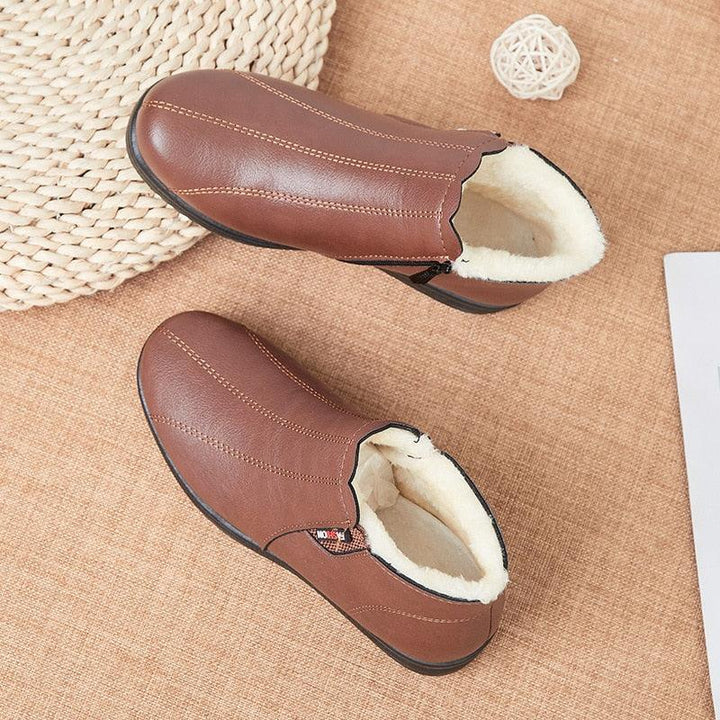 Braune Herren-Winterstiefel, Kunstleder, gefüttert, rutschfest, warm, modisch, bequem.