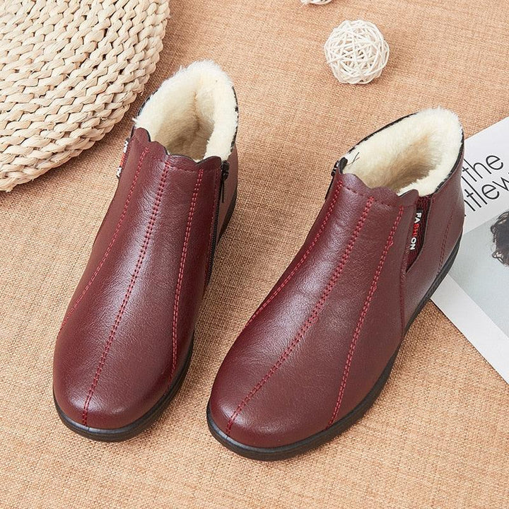 Damen Winterstiefel, rot, Kunstleder, warm gefüttert, rutschfest, modisch, bequem.