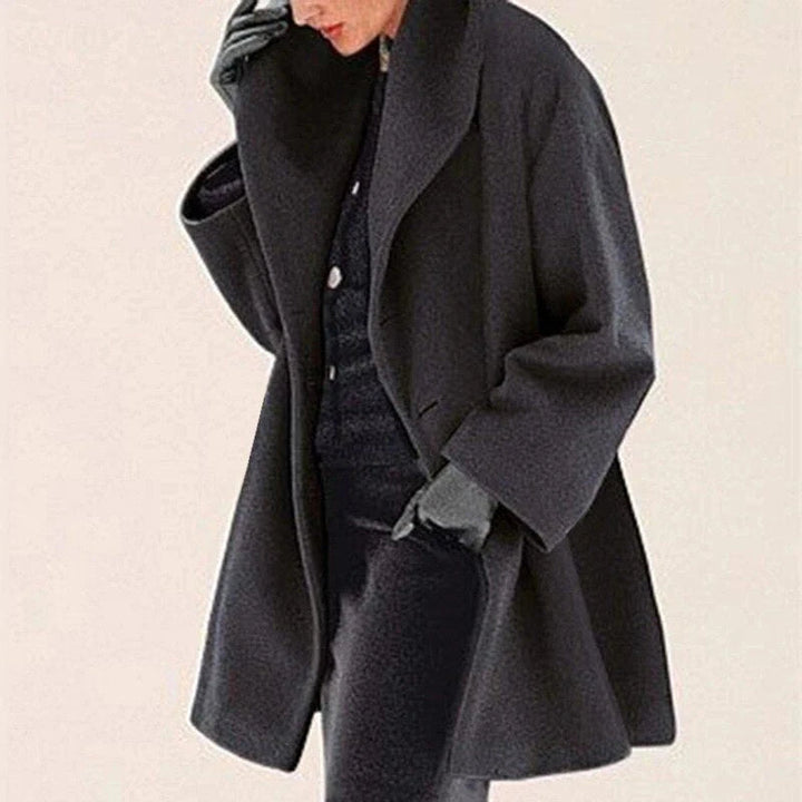Damen Wintermantel, schwarz, Wollmischung, elegant, warm, modisch, Herbst/Wintermode.