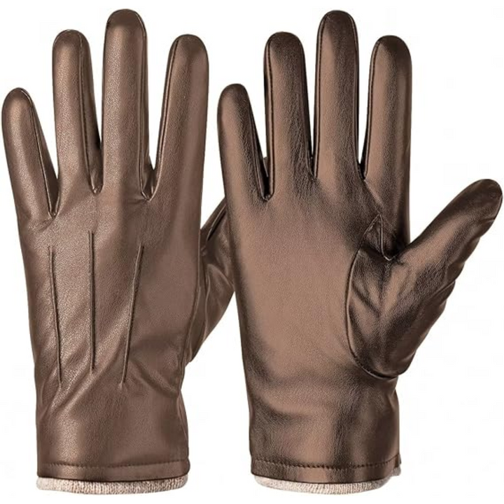 Braune Lederhandschuhe für Herren, elegant, warm, Wintermode, hochwertiges Material.