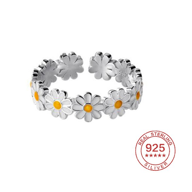 Silberring mit Gänseblümchen-Design, 925 Sterling Silber, Damen Schmuck, Blumenring.