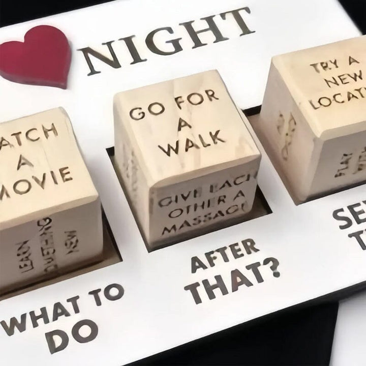 Holzwürfel-Spiel für Date Night, personalisiert, mit romantischen Aktivitäten, Geschenkidee.