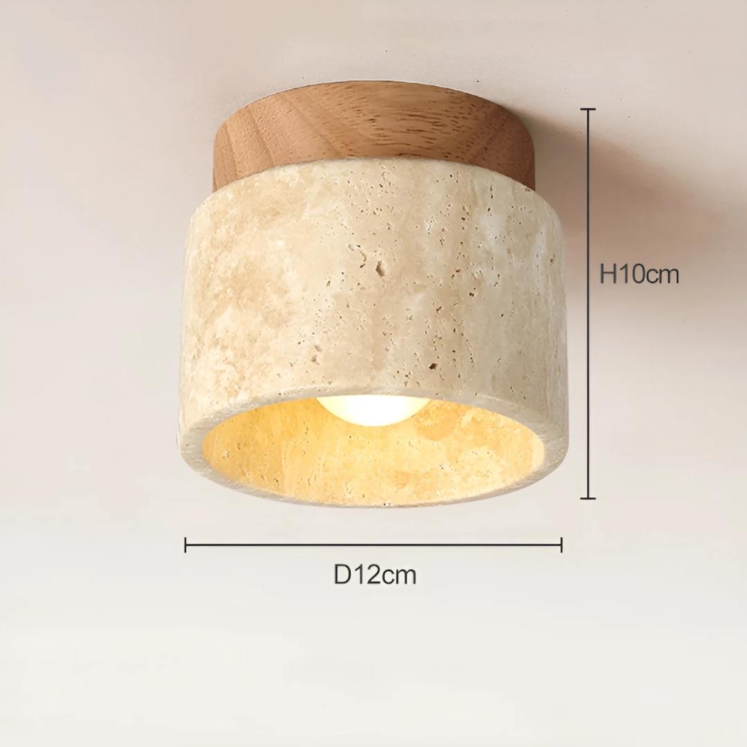 Deckenleuchte aus Naturstein, rund, 12cm Durchmesser, 10cm Höhe, moderne Innenbeleuchtung.