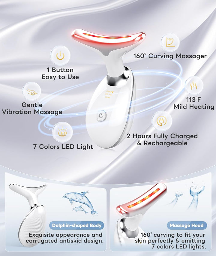 Elektrischer Gesichtsmassager, weiß, LED-Licht, 160°-Kurven, wiederaufladbar, Anti-Aging.