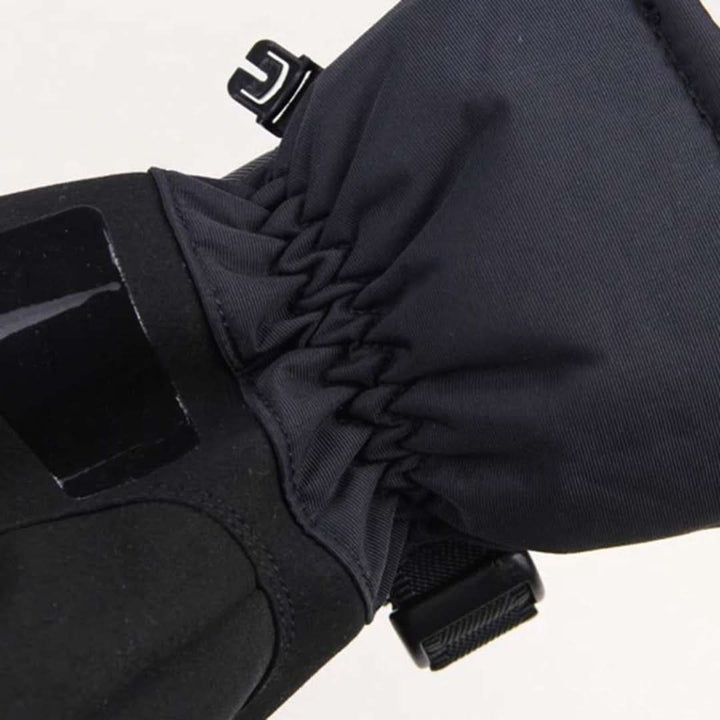 Schwarzer Winterhandschuh, wasserdicht, isoliert, elastisches Bündchen, Outdoor-Aktivitäten.
