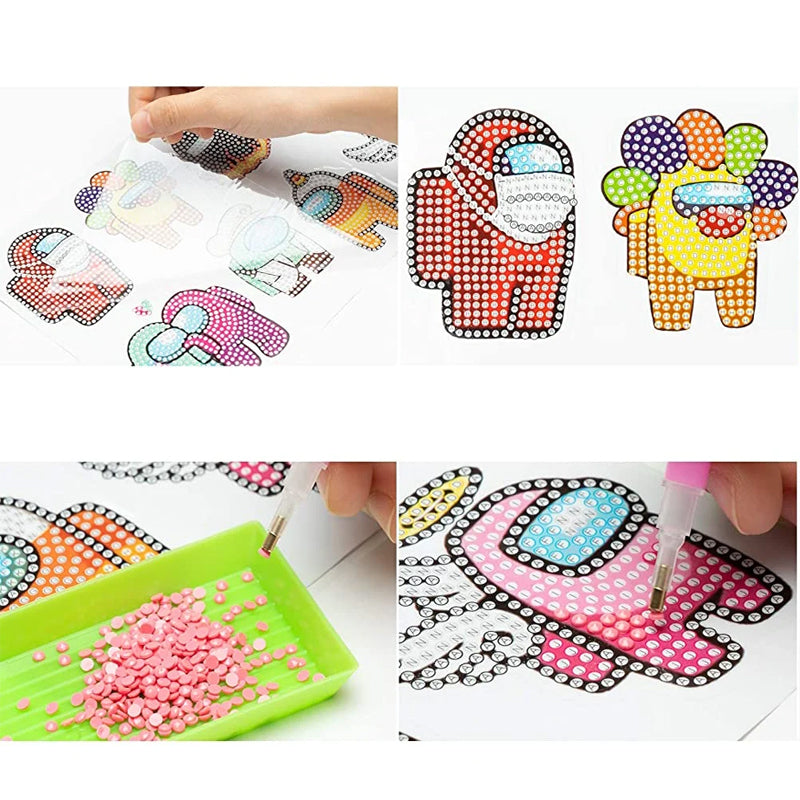 Handwerkset für Kinder, bunte Diamant-Malerei, Cartoon-Motive, DIY-Bastelset.