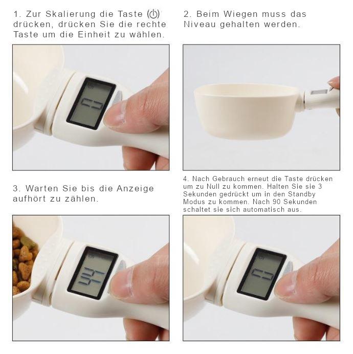 Digitale Messlöffelwaage, weiß, mit LCD-Display, ideal für präzises Abmessen von Zutaten.