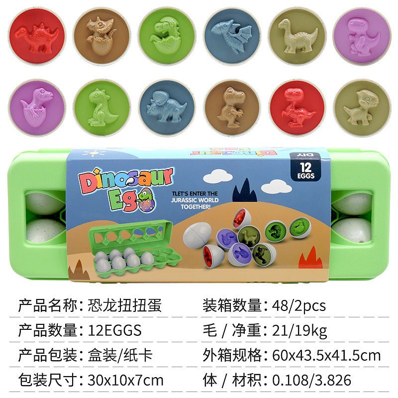Grünes Dinosaurier-Ei-Spielzeugset, 12 Eier, Lernspielzeug für Kinder, Kunststoff.
