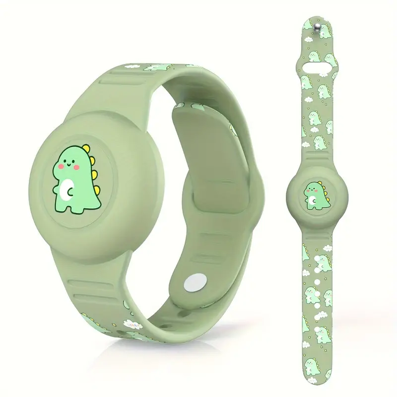 Grünes Kinderarmband mit Dinosaurier-Motiv, Silikon, verstellbar, für Jungen und Mädchen.