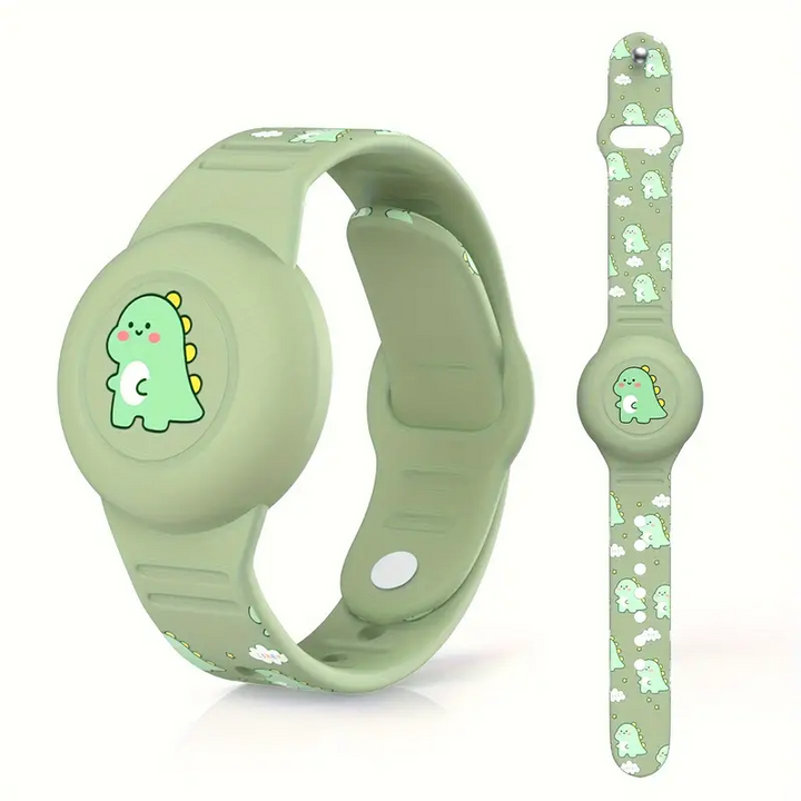 Grünes Kinderarmband mit Dinosaurier-Motiv, Silikon, verstellbar, für Jungen und Mädchen.