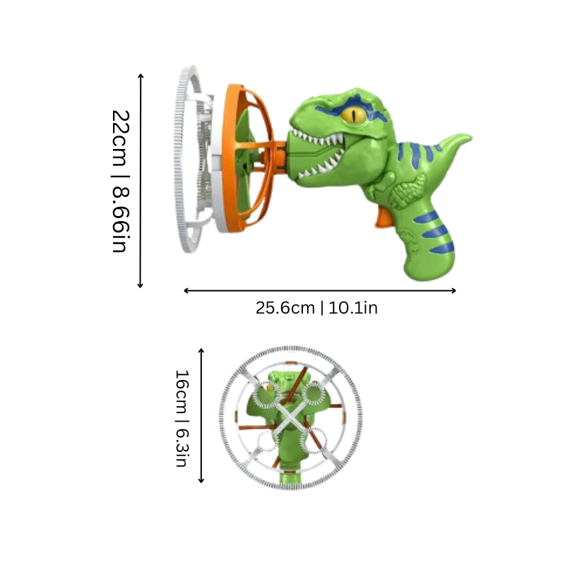 Grünes Dinosaurier-Spielzeug mit Propeller, 22cm, Kunststoff, Kinder, interaktiv.