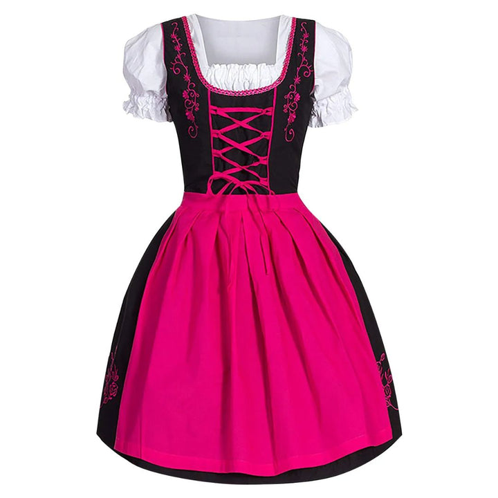 Damen Dirndl Kleid, pink-schwarz, traditionell, Oktoberfest, Trachtenmode, bestickt.