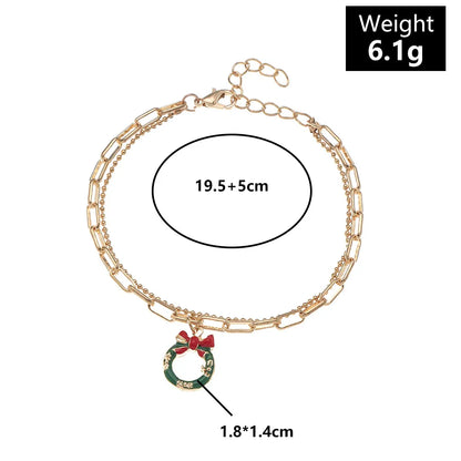 Goldenes Armband mit Weihnachtskranz-Anhänger, verstellbar, 19.5+5cm, 6.1g, modisch.