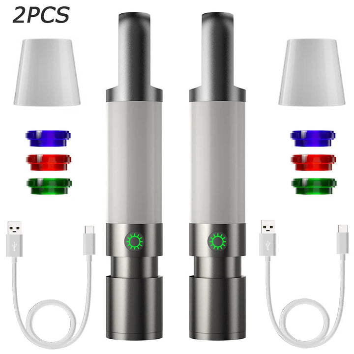 2 elektrische Weinöffner, silber, USB-aufladbar, mit Kapselschneider und LED-Anzeige.