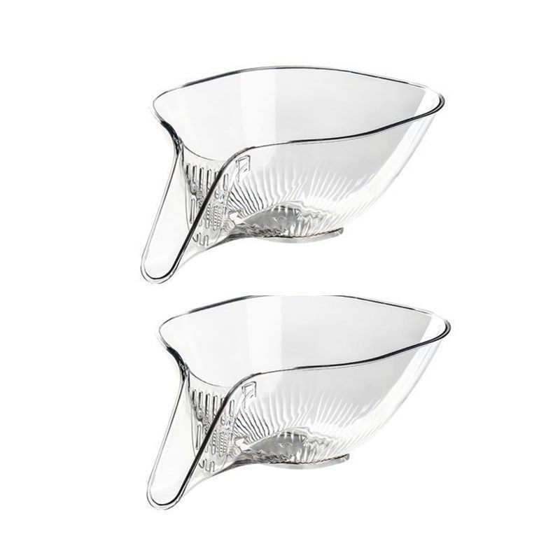 Zwei transparente Kunststoff-Siebe, stapelbar, für die Küche, ideal zum Abtropfen.