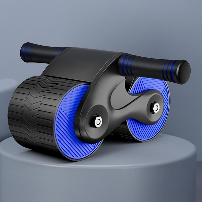 Doppeltes Ab Roller Rad, schwarz-blau, Fitnessgerät, Heimtraining, rutschfeste Griffe.