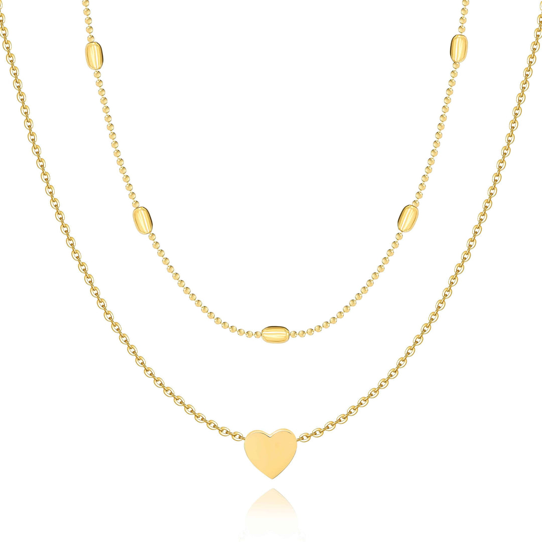 Goldene Herz-Halskette, doppellagig, Damen-Schmuck, modisch, elegantes Design.