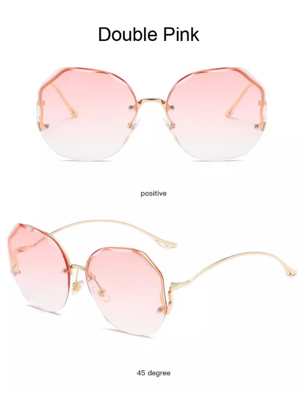 Damen Sonnenbrille, rosa Verlaufsgläser, goldene Fassung, modisch, UV-Schutz.