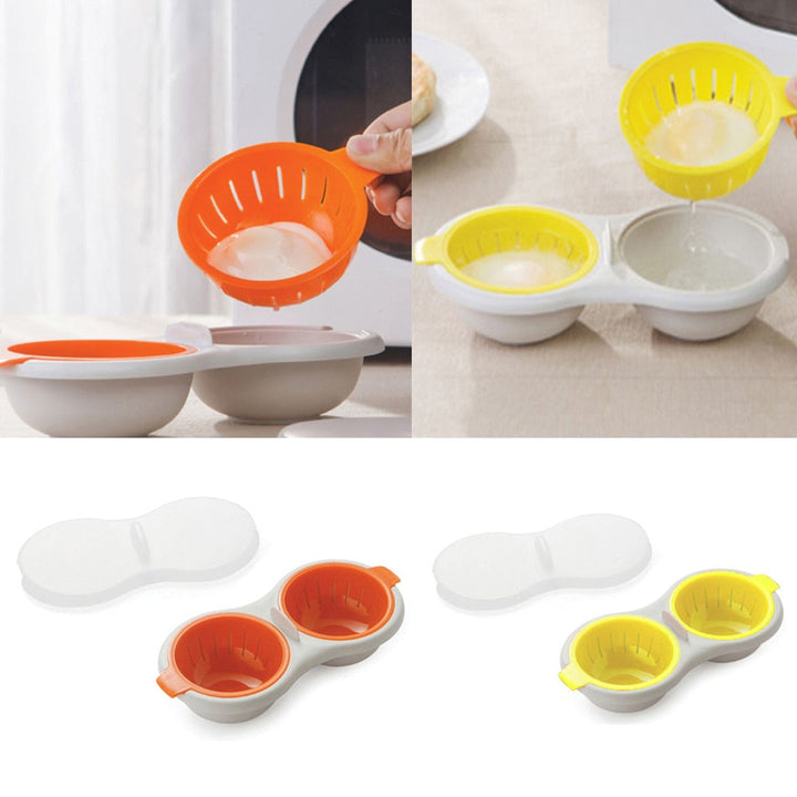 Doppelte Eiertrenner Schüssel, Kunststoff, orange und gelb, Küchenzubehör, Eiweiß-Trenner.